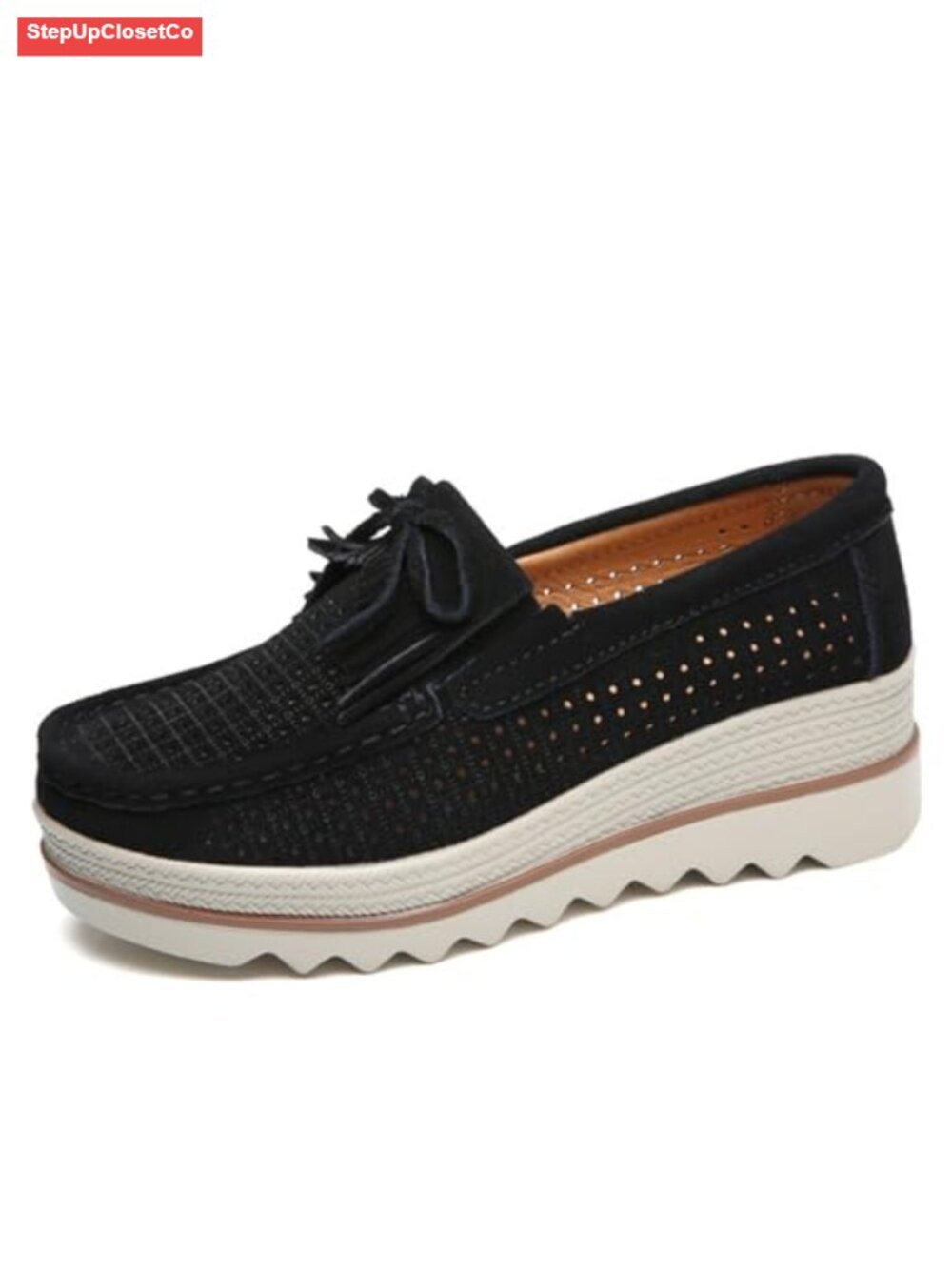 Faux Suede Platform Loafers Slip-On Comfortable Thick Sole Mocc Women